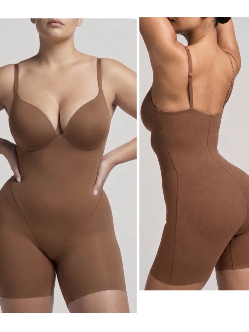 NWT SKIMS Ultimate Body Push-Up Butt Enhancing Padded Mid Thigh Bodysuit Jasper